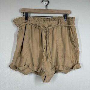 Aerie Tan Tie Waist Shorts Paper Bag Wasitband Utility Women’s Size XL